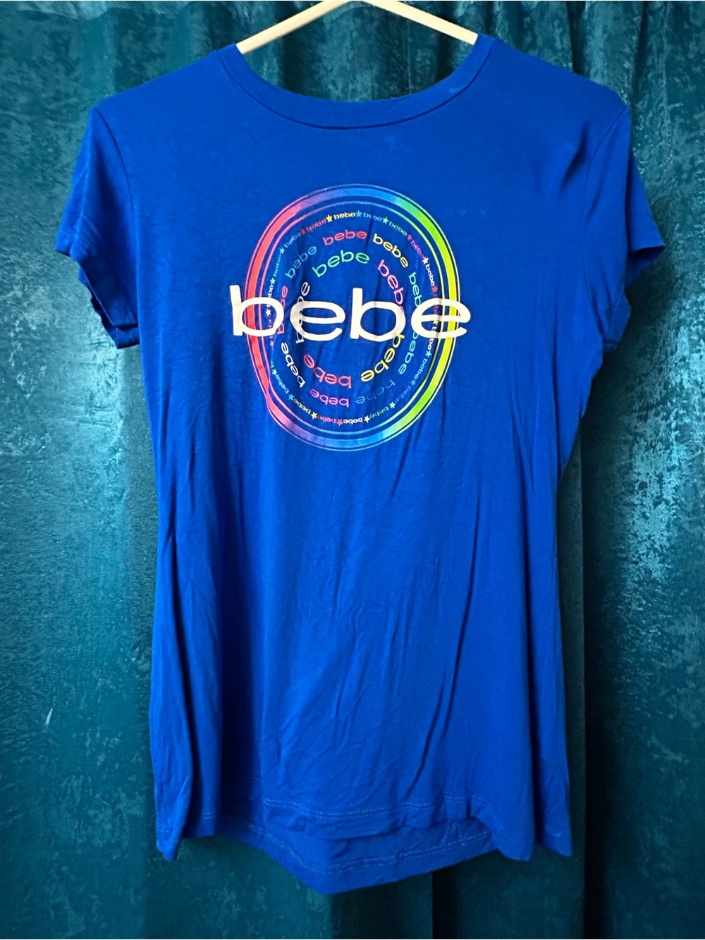 bebe Cobalt Blue Short Sleeve Logo Tee